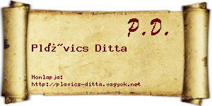Plávics Ditta névjegykártya